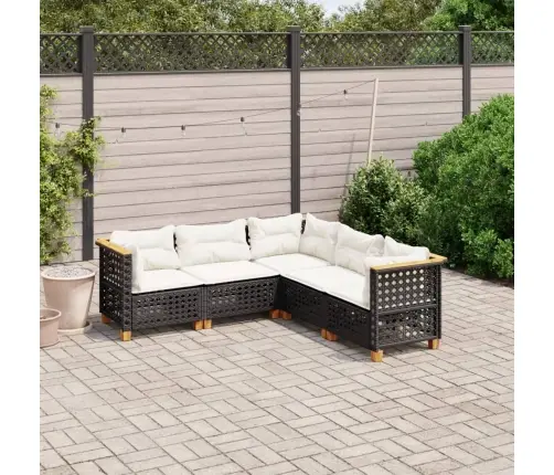 5-Daļīgs Dārza Dīvāna Komplekts Ar Matračiem, Pe Rotangpalma Vidaxl