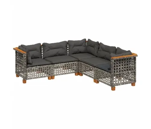 Sofos Komplektas Su Pagalvėlėmis, 5 Dalių, Pilkas, Poliratanas