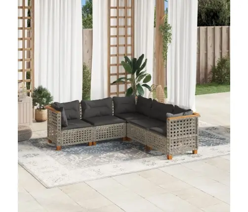 Sofos Komplektas Su Pagalvėlėmis, 5 Dalių, Pilkas, Poliratanas