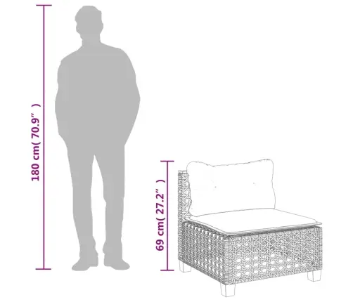 6-Osaline Aiadiivani Komplekt Patjadega, Must, Polürotang