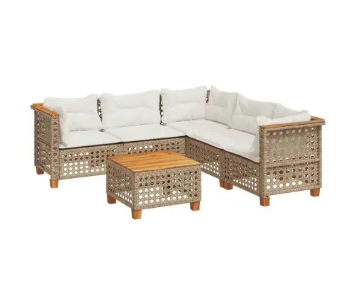 6-Daļīgs Dārza Dīvāna Komplekts, Matrači, Bēša Pe Rotangpalma Vidaxl