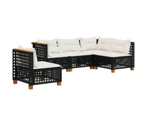 5-Daļīgs Dārza Dīvāna Komplekts Ar Matračiem, Pe Rotangpalma Vidaxl