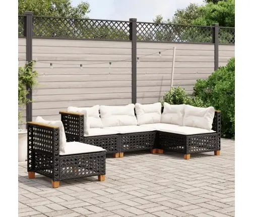 5-Daļīgs Dārza Dīvāna Komplekts Ar Matračiem, Pe Rotangpalma Vidaxl