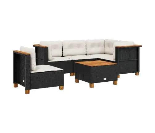 6-Daļīgs Dārza Dīvāna Komplekts, Matrači, Melna Pe Rotanpalma Vidaxl