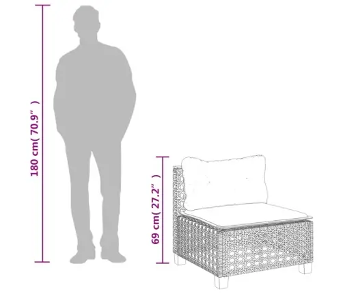 6-Osaline Aiadiivani Komplekt Patjadega, Hall, Polürotang