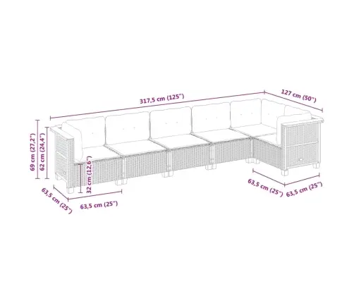 Sofos Komplektas Su Pagalvėlėmis, 6 Dalių, Juodas, Poliratanas