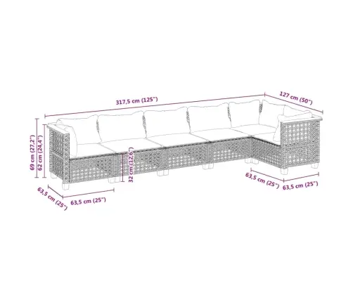 6-Osaline Aiadiivani Komplekt Patjadega, Must, Polürotang