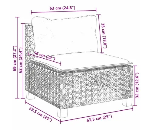 6-Osaline Aiadiivani Komplekt Patjadega, Beež, Polürotang