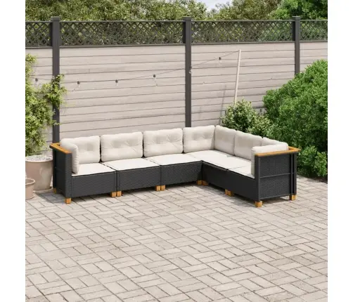 6-Daļīgs Dārza Dīvāna Komplekts, Matrači, Melna Pe Rotanpalma Vidaxl