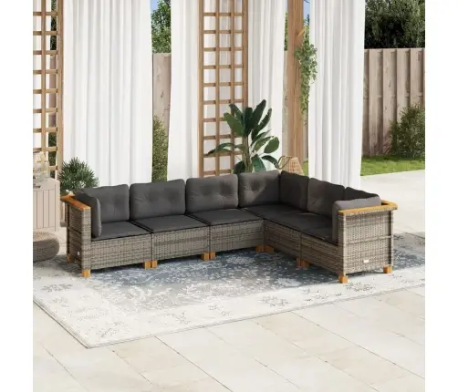 6-Daļīgs Dārza Dīvāna Komplekts Ar Matračiem, Pelēks Pe Pinums Vidaxl