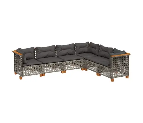 6-Daļīgs Dārza Dīvāna Komplekts Ar Matračiem, Pelēks Pe Pinums Vidaxl