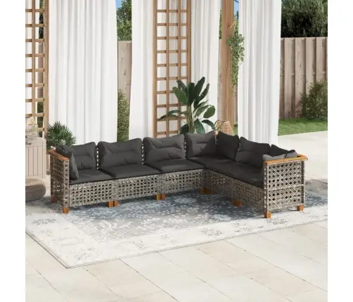 6-Daļīgs Dārza Dīvāna Komplekts Ar Matračiem, Pelēks Pe Pinums Vidaxl