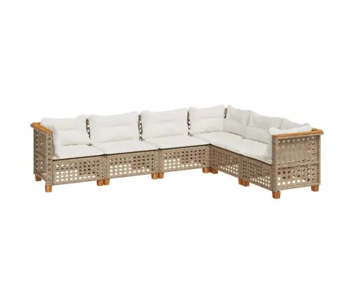 6-Daļīgs Dārza Dīvāna Komplekts, Matrači, Bēša Pe Rotangpalma Vidaxl 6-Daļīgs Dārza Dīvāna Komplekts, Matrači, Bēša Pe Rotangpalma Vidaxl