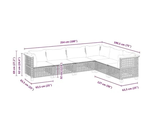 6-Daļīgs Dārza Dīvāna Komplekts, Matrači, Bēša Pe Rotangpalma Vidaxl 6-Daļīgs Dārza Dīvāna Komplekts, Matrači, Bēša Pe Rotangpalma Vidaxl