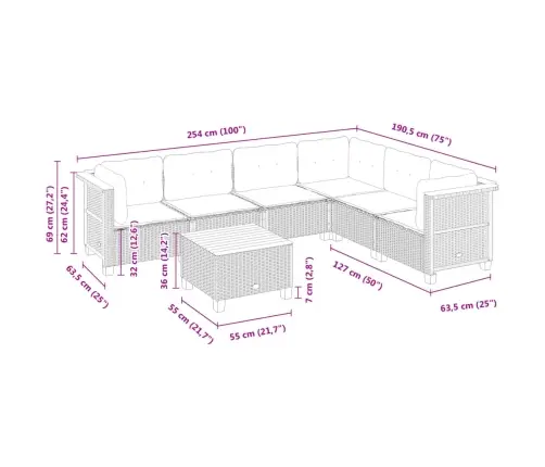 Sofos Komplektas Su Pagalvėlėmis, 7 Dalių, Pilkas, Poliratanas