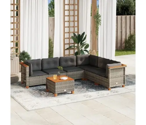 Sofos Komplektas Su Pagalvėlėmis, 7 Dalių, Pilkas, Poliratanas