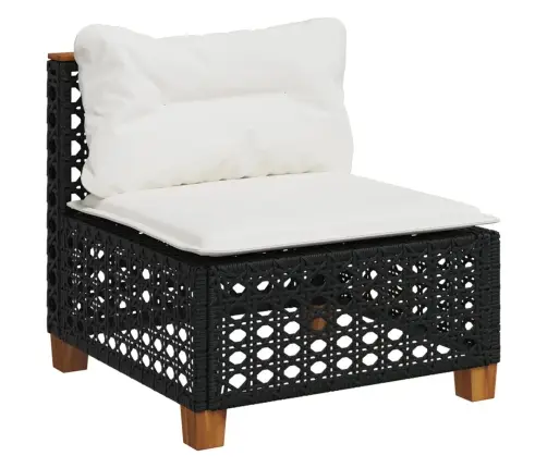 7-Daļīgs Dārza Dīvāna Komplekts Ar Matračiem, Melna Pe Vidaxl