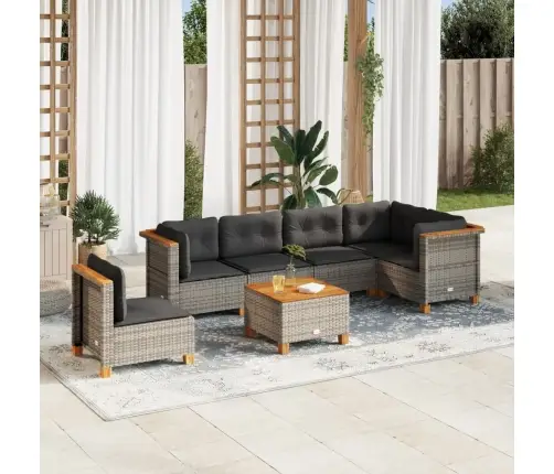 7-Daļīgs Dārza Dīvāna Komplekts, Matrači, Pelēka Pe Rotangpalma Vidaxl