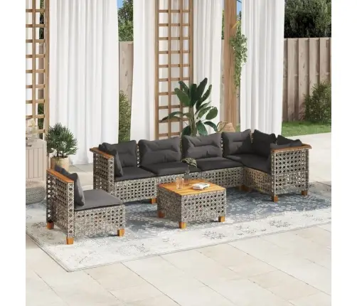 7-Daļīgs Dārza Dīvāna Komplekts, Matrači, Pelēka Pe Rotangpalma Vidaxl