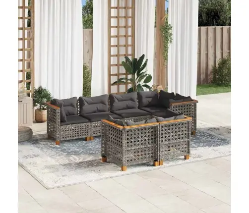 Sofos Komplektas Su Pagalvėlėmis, 7 Dalių, Pilkas, Poliratanas