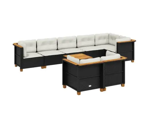 9-Daļīgs Dārza Dīvāna Komplekts, Matrači, Melna Pe Rotangpalma Vidaxl