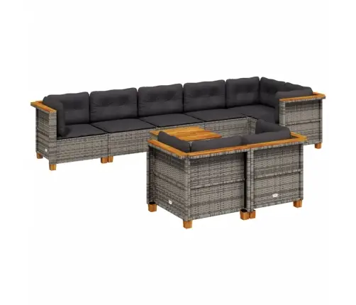 Sofos Komplektas Su Pagalvėlėmis, 9 Dalių, Pilkas, Poliratanas