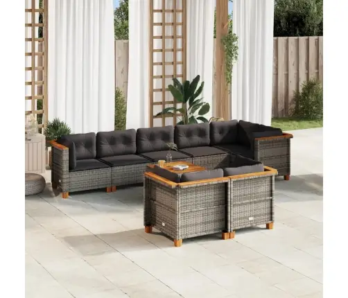 Sofos Komplektas Su Pagalvėlėmis, 9 Dalių, Pilkas, Poliratanas