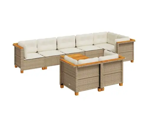 9-Daļīgs Dārza Dīvānu Komplekts, Matrači, Bēša Pe Rotangpalma Vidaxl