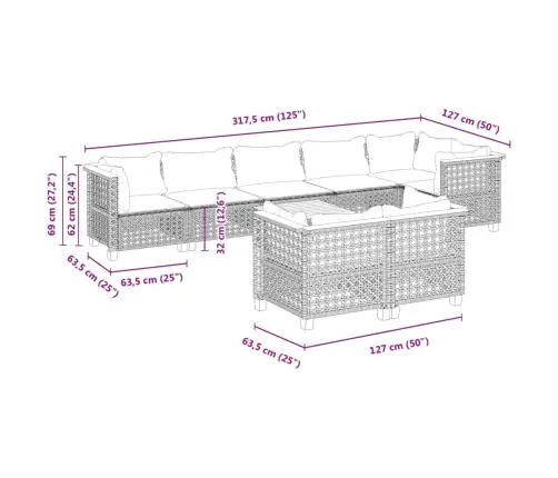 Sodo Komplektas Su Pagalvėlėmis, 9 Dalių, Juodas, Poliratanas