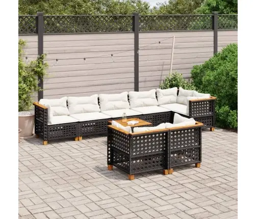 Sodo Komplektas Su Pagalvėlėmis, 9 Dalių, Juodas, Poliratanas