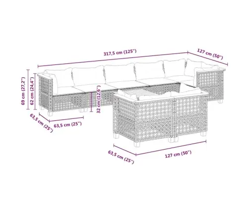 9-Osaline Aiadiivani Komplekt Patjadega, Beež, Polürotang