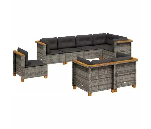 Sodo Komplektas Su Pagalvėlėmis, 8 Dalių, Pilkas, Poliratanas