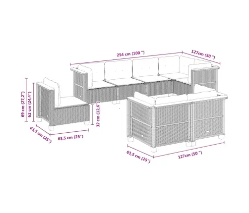 Sodo Komplektas Su Pagalvėlėmis, 8 Dalių, Pilkas, Poliratanas