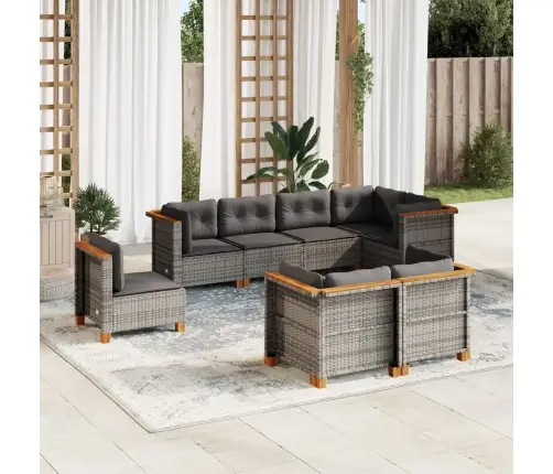 Sodo Komplektas Su Pagalvėlėmis, 8 Dalių, Pilkas, Poliratanas