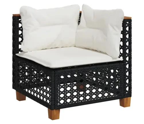 Sofos Komplektas Su Pagalvėlėmis, 8 Dalių, Juodas, Poliratanas