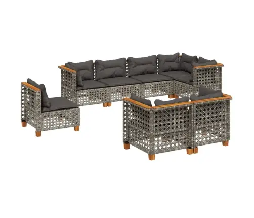 8-Daļīgs Dārza Dīvāna Komplekts Ar Matračiem, Pelēks Pe Pinums Vidaxl