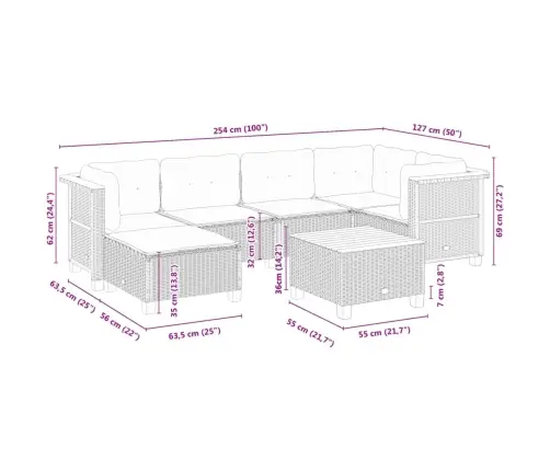7-Osaline Aiadiivani Komplekt Patjadega, Must, Polürotang