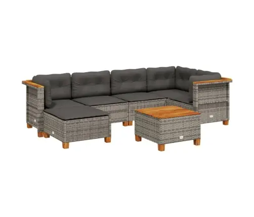 7-Daļīgs Dārza Dīvāna Komplekts, Matrači, Pelēka Pe Rotangpalma Vidaxl