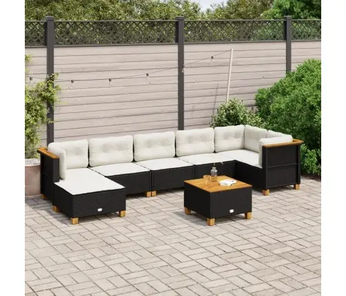 8-Daļīgs Dārza Dīvāna Komplekts, Matrači, Melna Pe Rotangpalma Vidaxl
