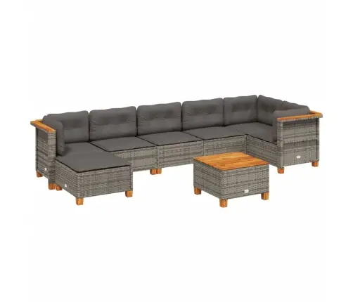 8-Daļīgs Dārza Dīvāna Komplekts Ar Matračiem, Pelēks Pe Pinums Vidaxl