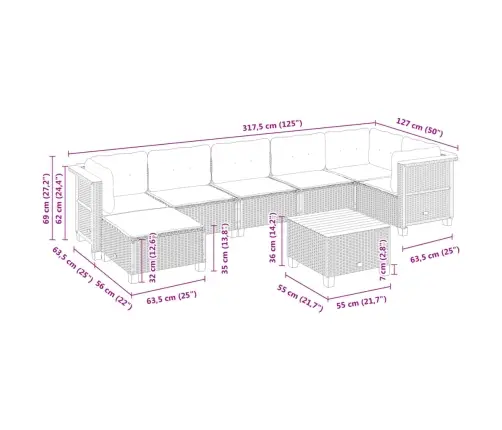 8-Daļīgs Dārza Dīvāna Komplekts Ar Matračiem, Pelēks Pe Pinums Vidaxl