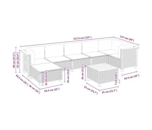 8-Daļīgs Dārza Dīvāna Komplekts, Matrači, Bēša Pe Rotangpalma Vidaxl