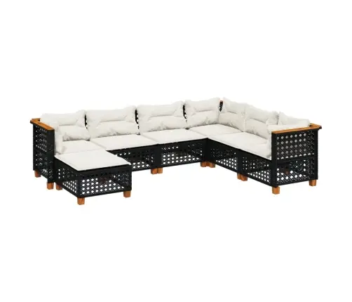 7-Daļīgs Dārza Dīvāna Komplekts Ar Matračiem, Melna Pe Vidaxl