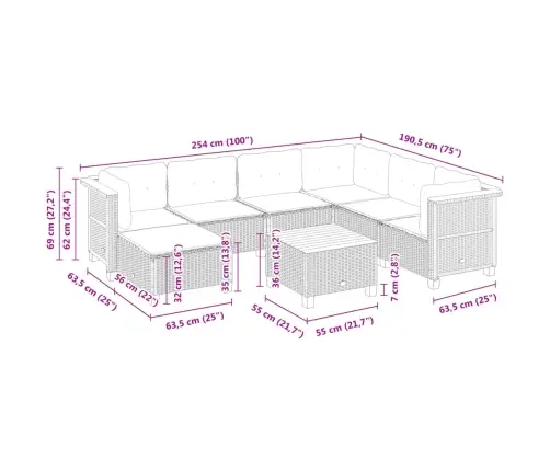 8-Daļīgs Dārza Dīvāna Komplekts Ar Matračiem, Pelēks Pe Pinums Vidaxl