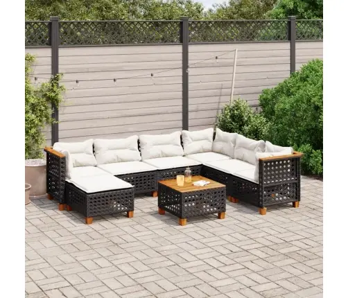 8-Osaline Aiadiivani Komplekt Patjadega, Must, Polürotang