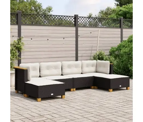 6-Daļīgs Dārza Dīvāna Komplekts, Matrači, Melna Pe Rotanpalma Vidaxl