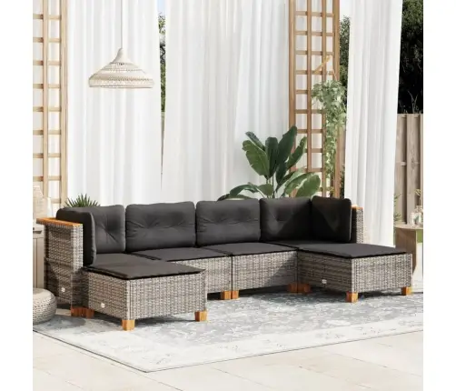 Sofos Komplektas Su Pagalvėlėmis, 6 Dalių, Pilkas, Poliratanas