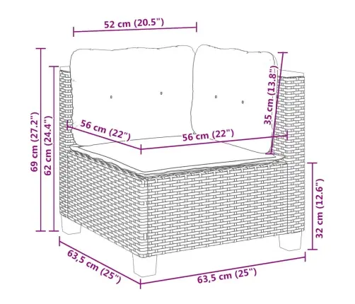 6-Osaline Aiadiivani Komplekt Patjadega, Beež, Polürotang