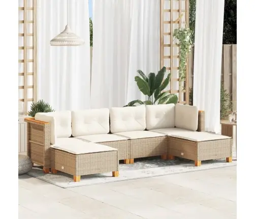 6-Osaline Aiadiivani Komplekt Patjadega, Beež, Polürotang