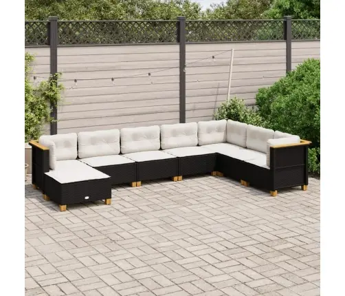 8-Daļīgs Dārza Dīvāna Komplekts, Matrači, Melna Pe Rotangpalma Vidaxl